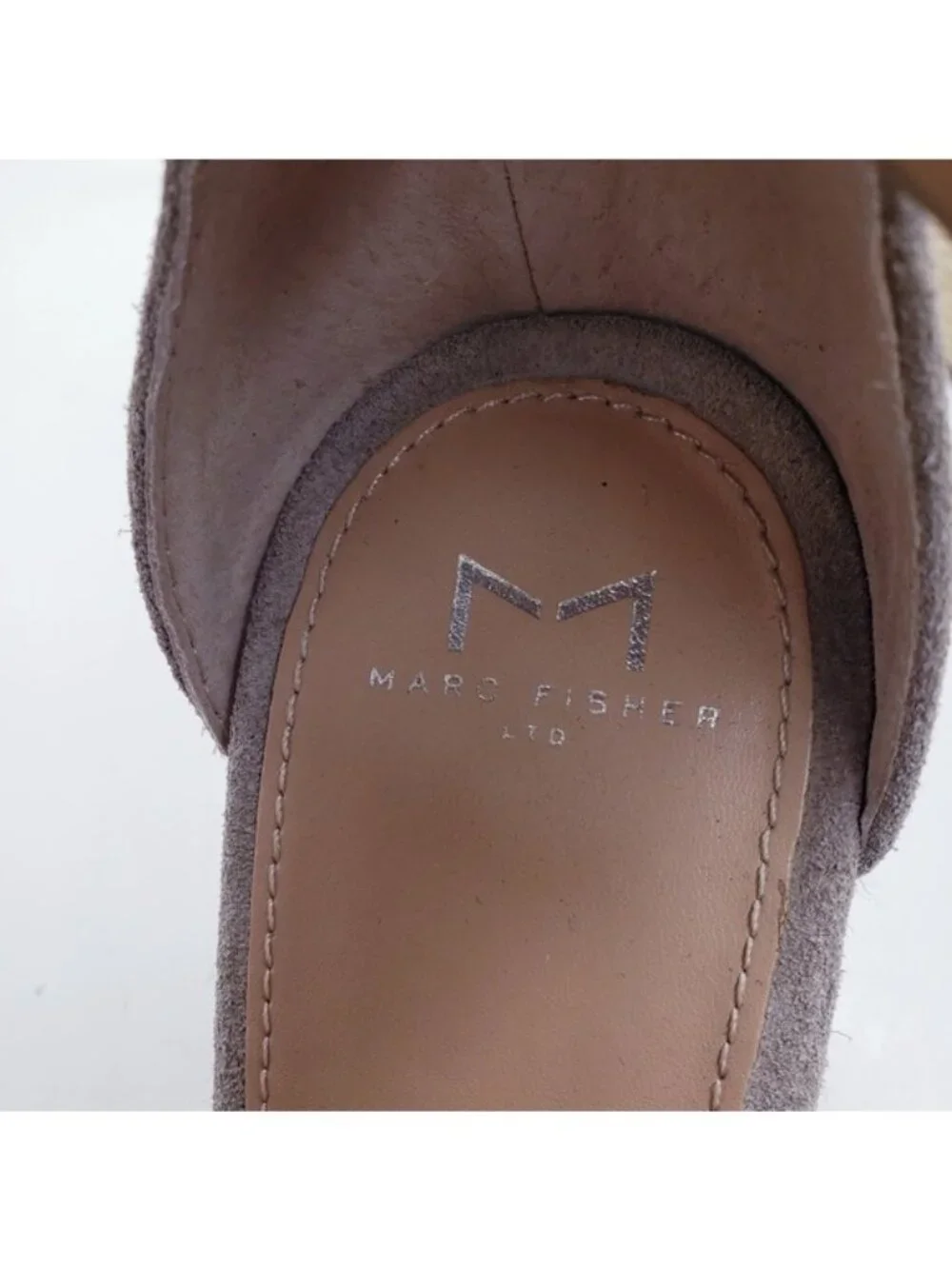 Marc Fisher Alison Taupe Suede Leather Espadrille Wedge Sandals Women's Size 9